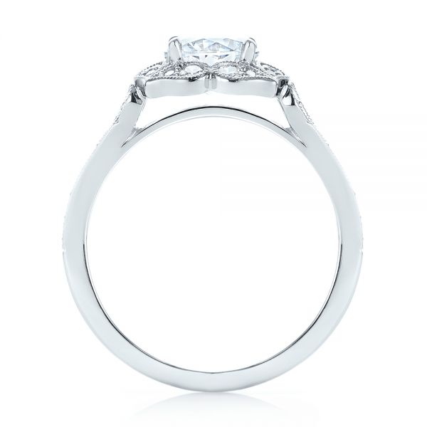 18k White Gold Halo Diamond Engagement Ring - Front View -  103052
