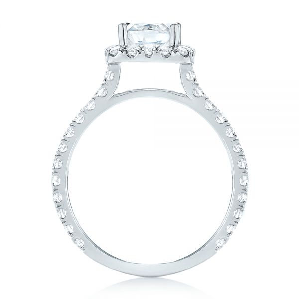 18k White Gold Halo Diamond Engagement Ring - Front View -  103079