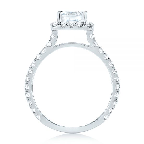 18k White Gold Halo Diamond Engagement Ring - Front View - 103079