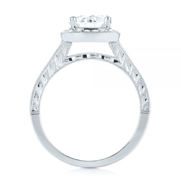 18k White Gold Halo Diamond Engagement Ring - Front View -  103090