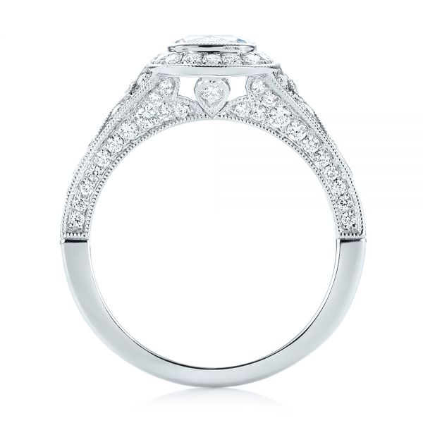 18k White Gold Halo Diamond Engagement Ring - Front View -  103097