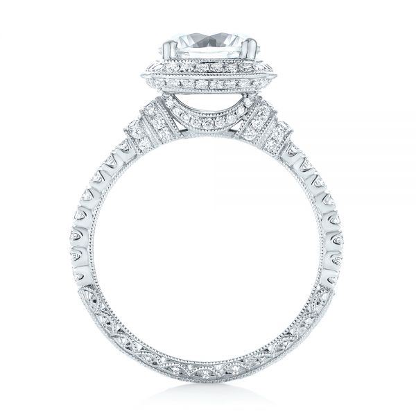 18k White Gold Halo Diamond Engagement Ring - Front View - 103716