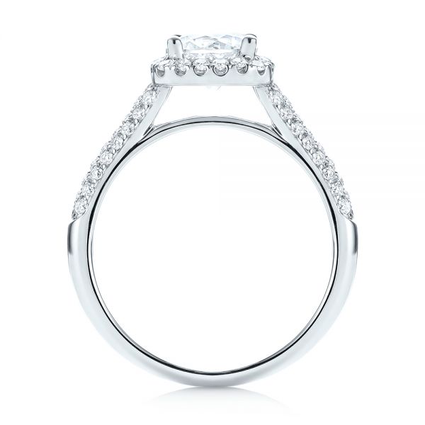 18k White Gold Halo Diamond Engagement Ring - Front View -  103830