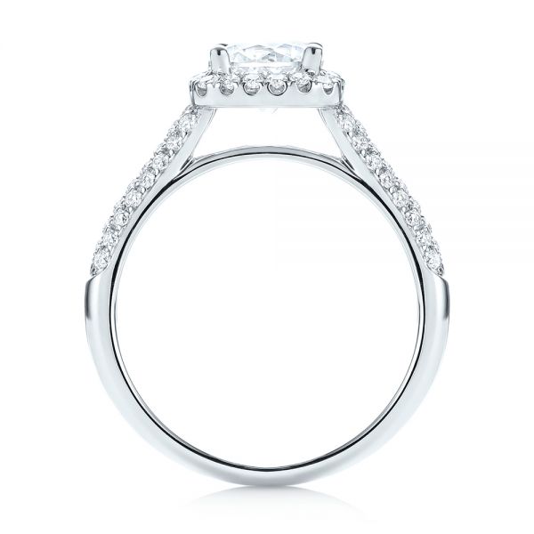 18k White Gold Halo Diamond Engagement Ring - Front View - 103830