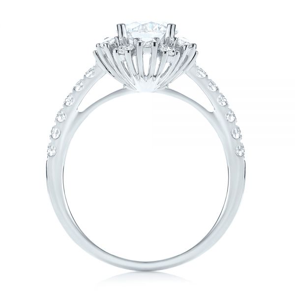 18k White Gold Halo Diamond Engagement Ring - Front View -  103835
