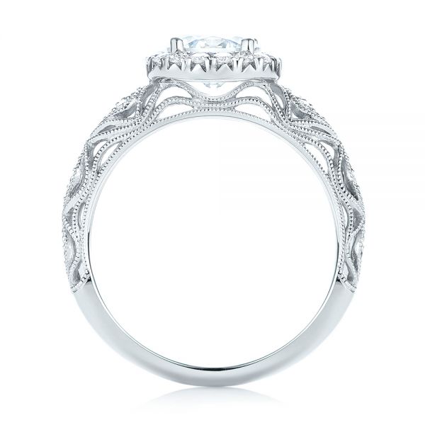 18k White Gold Halo Diamond Engagement Ring - Front View -  103899