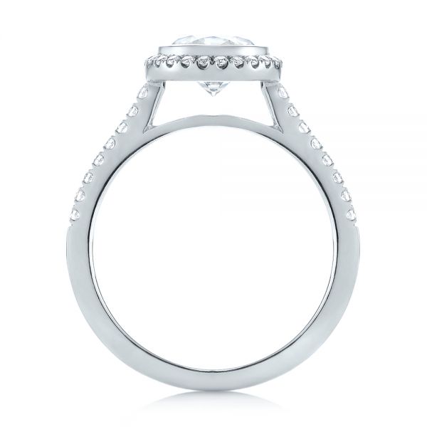 14k White Gold Halo Diamond Engagement Ring - Front View -  104022