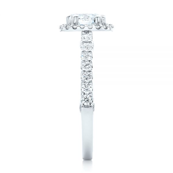 18k White Gold Halo Diamond Engagement Ring - Side View -  102552