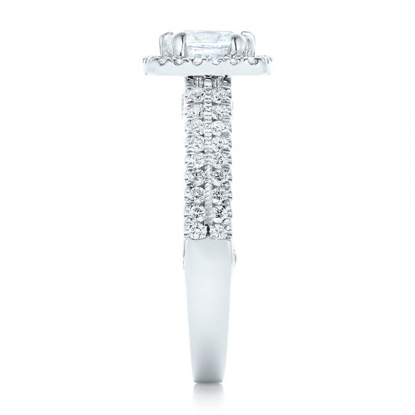 18k White Gold Halo Diamond Engagement Ring - Side View -  102553
