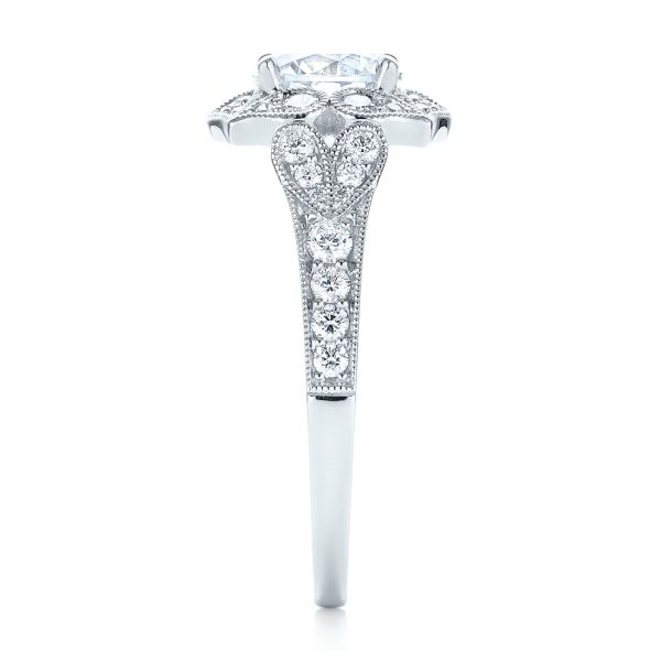 18k White Gold Halo Diamond Engagement Ring - Side View -  103052