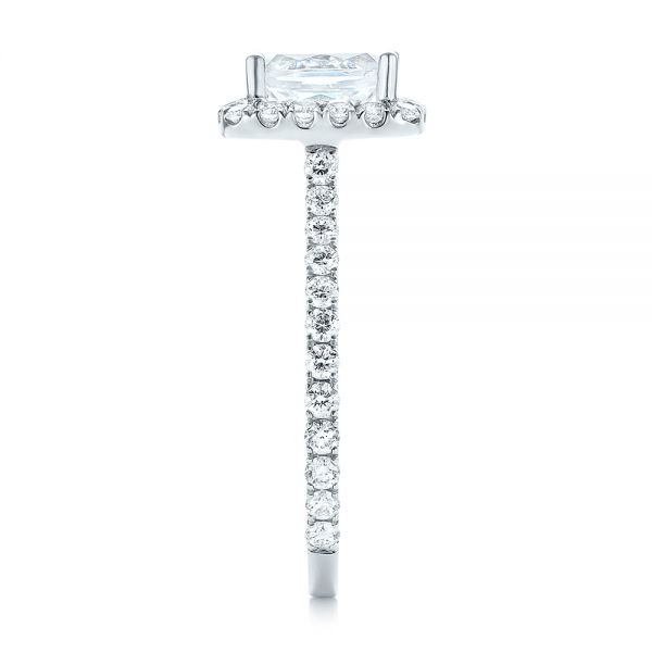 18k White Gold Halo Diamond Engagement Ring - Side View -  103079