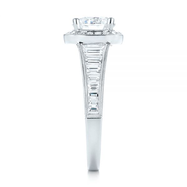 18k White Gold Halo Diamond Engagement Ring - Side View -  103090