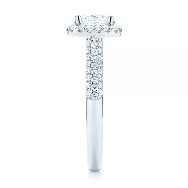 18k White Gold Halo Diamond Engagement Ring - Side View - 103830