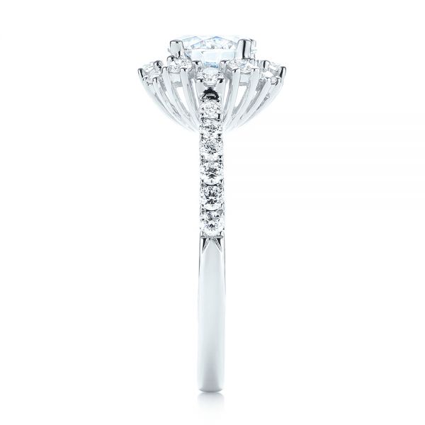 18k White Gold Halo Diamond Engagement Ring - Side View -  103835