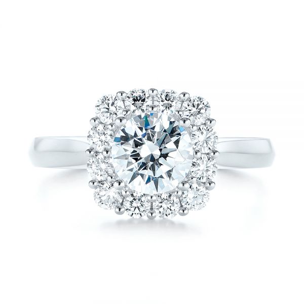 14k White Gold 14k White Gold Halo Diamond Engagement Ring - Top View -  103050