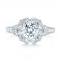 18k White Gold Halo Diamond Engagement Ring - Top View -  103052 - Thumbnail