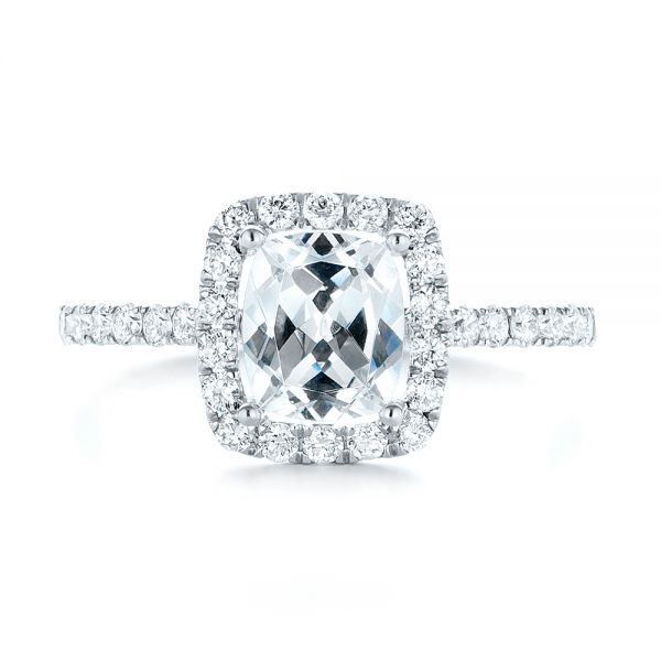 14k White Gold 14k White Gold Halo Diamond Engagement Ring - Top View -  103079