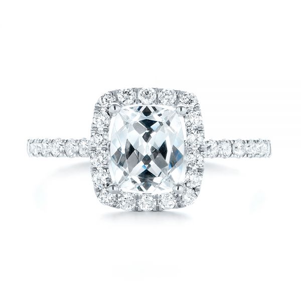 18k White Gold Halo Diamond Engagement Ring - Top View - 103079