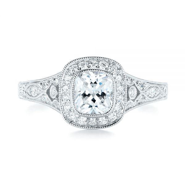  Platinum Platinum Halo Diamond Engagement Ring - Top View -  103097