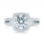 18k White Gold Halo Diamond Engagement Ring - Top View -  103716 - Thumbnail
