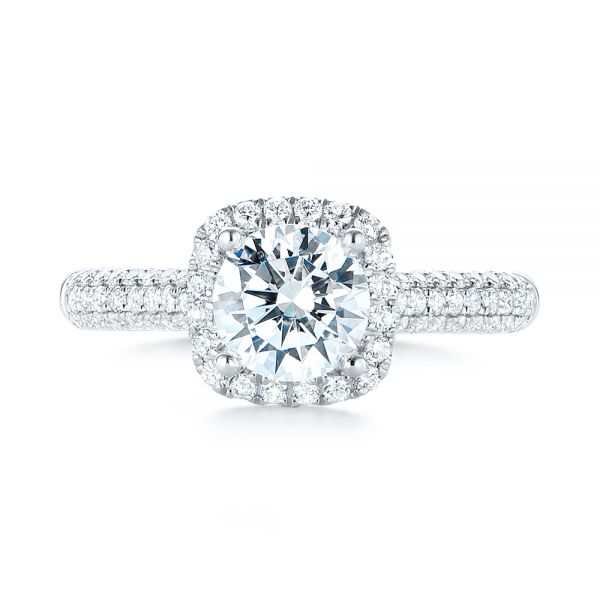 14k White Gold 14k White Gold Halo Diamond Engagement Ring - Top View -  103830