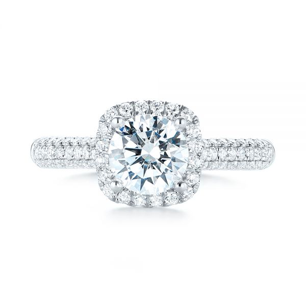 18k White Gold Halo Diamond Engagement Ring - Top View - 103830