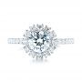 18k White Gold Halo Diamond Engagement Ring - Top View -  103835 - Thumbnail