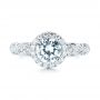 18k White Gold Halo Diamond Engagement Ring - Top View -  103899 - Thumbnail