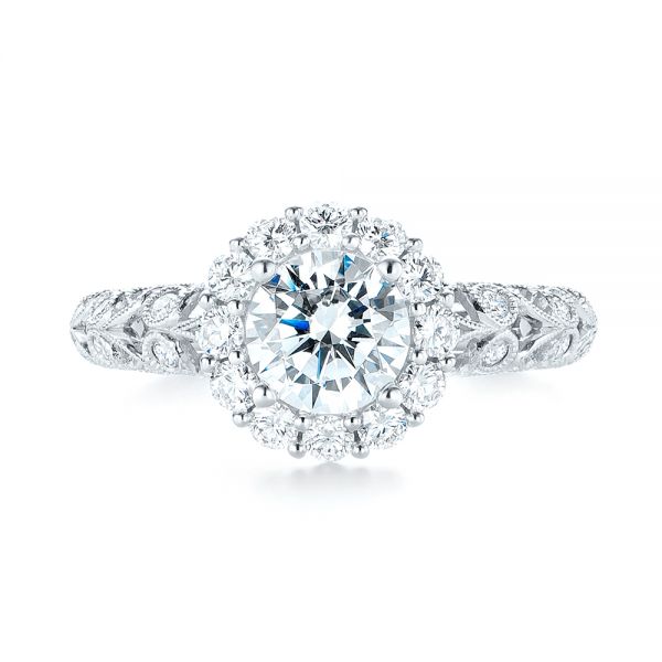  Platinum Platinum Halo Diamond Engagement Ring - Top View -  103900