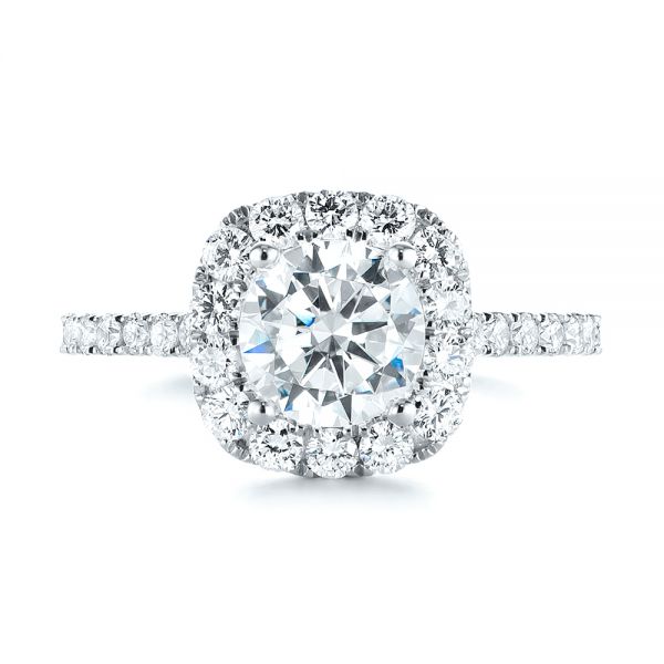18k White Gold 18k White Gold Halo Diamond Engagement Ring - Top View -  104021