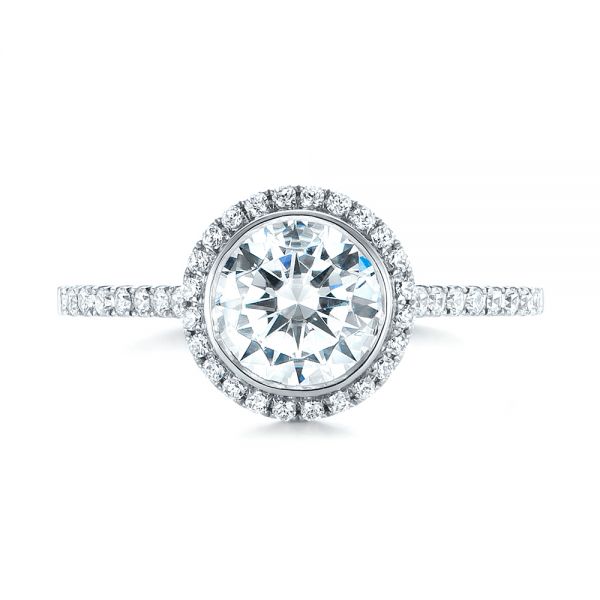 18k White Gold 18k White Gold Halo Diamond Engagement Ring - Top View -  104022