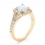 18k Yellow Gold 18k Yellow Gold Halo Diamond Engagement Ring - Three-Quarter View -  103052 - Thumbnail