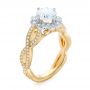 18k Yellow Gold And 18K Gold Halo Diamond Engagement Ring - Three-Quarter View -  104014 - Thumbnail