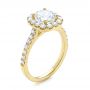 14k Yellow Gold Halo Diamond Engagement Ring - Three-Quarter View -  104021 - Thumbnail