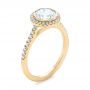 18k Yellow Gold 18k Yellow Gold Halo Diamond Engagement Ring - Three-Quarter View -  104022 - Thumbnail