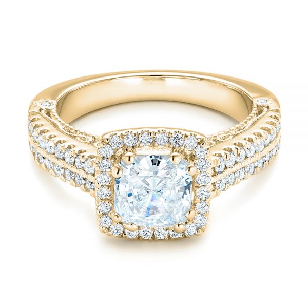 14k Yellow Gold 14k Yellow Gold Halo Diamond Engagement Ring - Flat View - 102553
