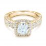 18k Yellow Gold 18k Yellow Gold Halo Diamond Engagement Ring - Flat View -  102553 - Thumbnail