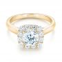 14k Yellow Gold 14k Yellow Gold Halo Diamond Engagement Ring - Flat View -  103050 - Thumbnail