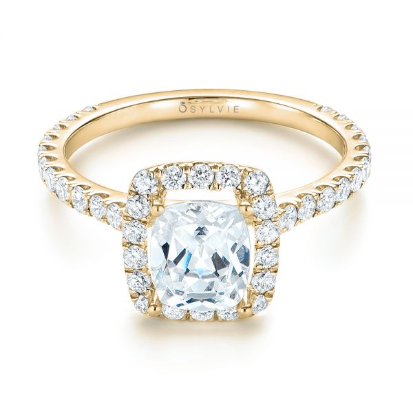 14k Yellow Gold 14k Yellow Gold Halo Diamond Engagement Ring - Flat View -  103079