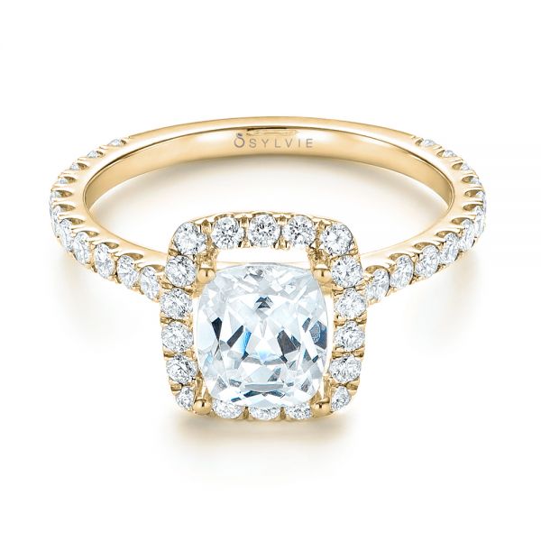 18k Yellow Gold 18k Yellow Gold Halo Diamond Engagement Ring - Flat View - 103079