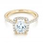 14k Yellow Gold 14k Yellow Gold Halo Diamond Engagement Ring - Flat View -  103079 - Thumbnail