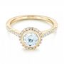 18k Yellow Gold 18k Yellow Gold Halo Diamond Engagement Ring - Flat View -  103083 - Thumbnail