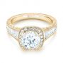 18k Yellow Gold 18k Yellow Gold Halo Diamond Engagement Ring - Flat View -  103090 - Thumbnail