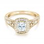 18k Yellow Gold 18k Yellow Gold Halo Diamond Engagement Ring - Flat View -  103097 - Thumbnail