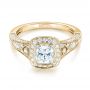 14k Yellow Gold 14k Yellow Gold Halo Diamond Engagement Ring - Flat View -  103097 - Thumbnail