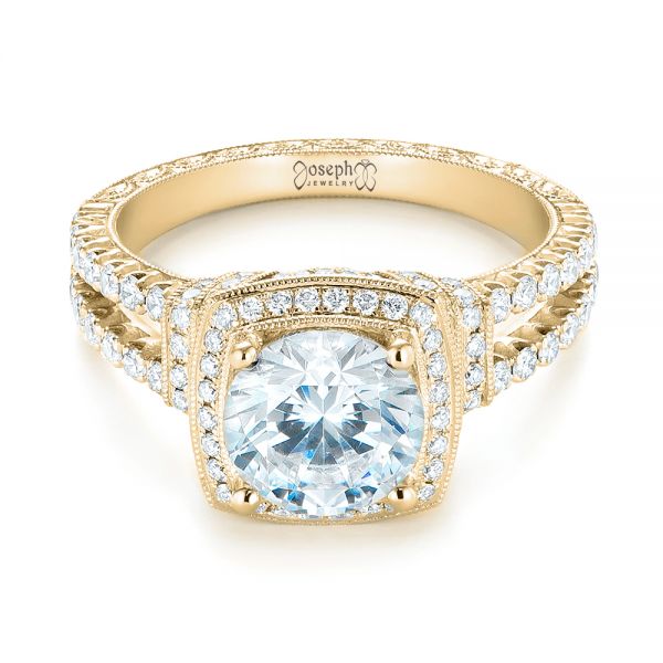 14k Yellow Gold 14k Yellow Gold Halo Diamond Engagement Ring - Flat View - 103716