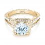 14k Yellow Gold 14k Yellow Gold Halo Diamond Engagement Ring - Flat View -  103716 - Thumbnail