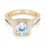 14k Yellow Gold 14k Yellow Gold Halo Diamond Engagement Ring - Flat View -  103716 - Thumbnail