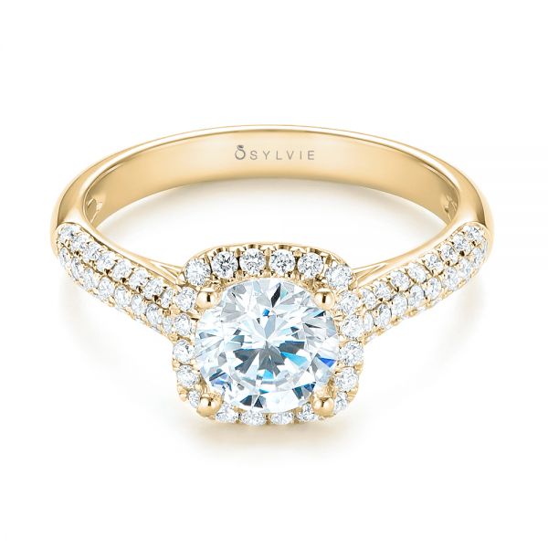 14k Yellow Gold 14k Yellow Gold Halo Diamond Engagement Ring - Flat View -  103830