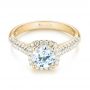 18k Yellow Gold 18k Yellow Gold Halo Diamond Engagement Ring - Flat View -  103830 - Thumbnail